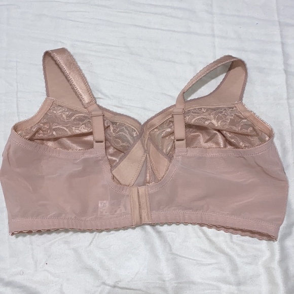 New Glamorise Magic Lift No Wire Satin Cafe Beige Cotton Bra Size 42F NWOT blush - Picture 7 of 12